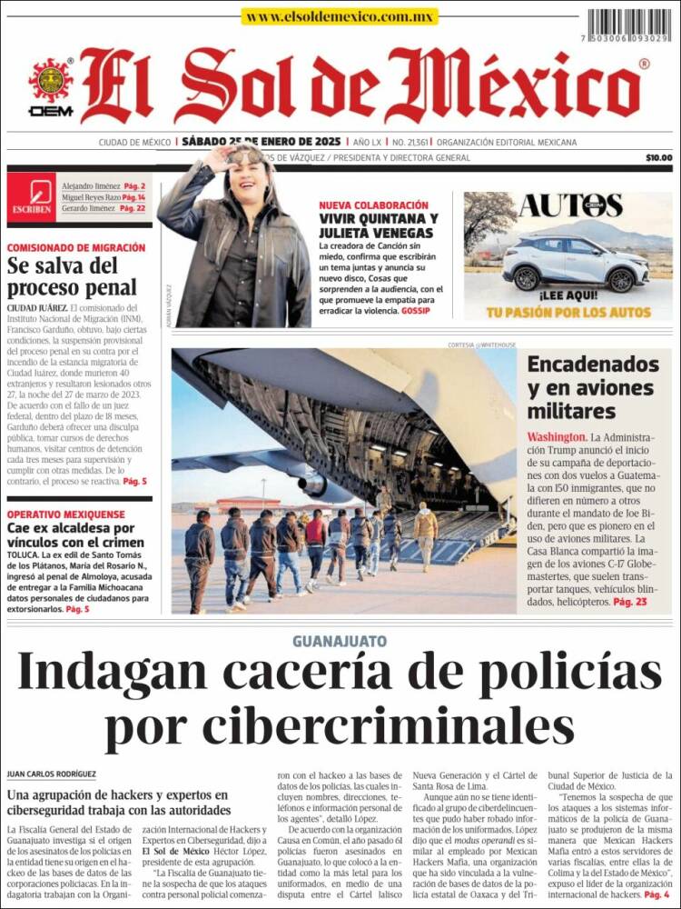 Portada de El Sol de México (México)