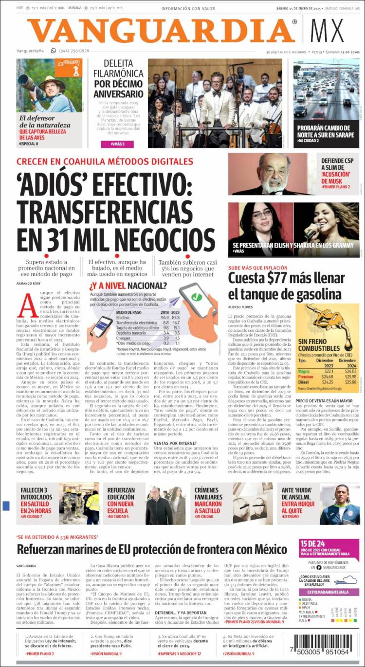 Portada de Vanguardia (México)