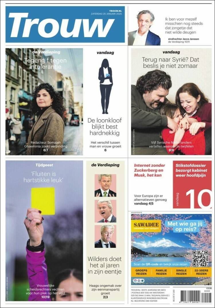 Portada de Trouw (Pa&iacute;ses Bajos)
