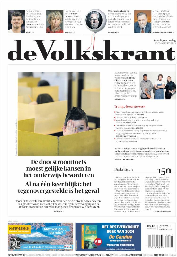 Portada de De Volkskrant (Pa&iacute;ses Bajos)