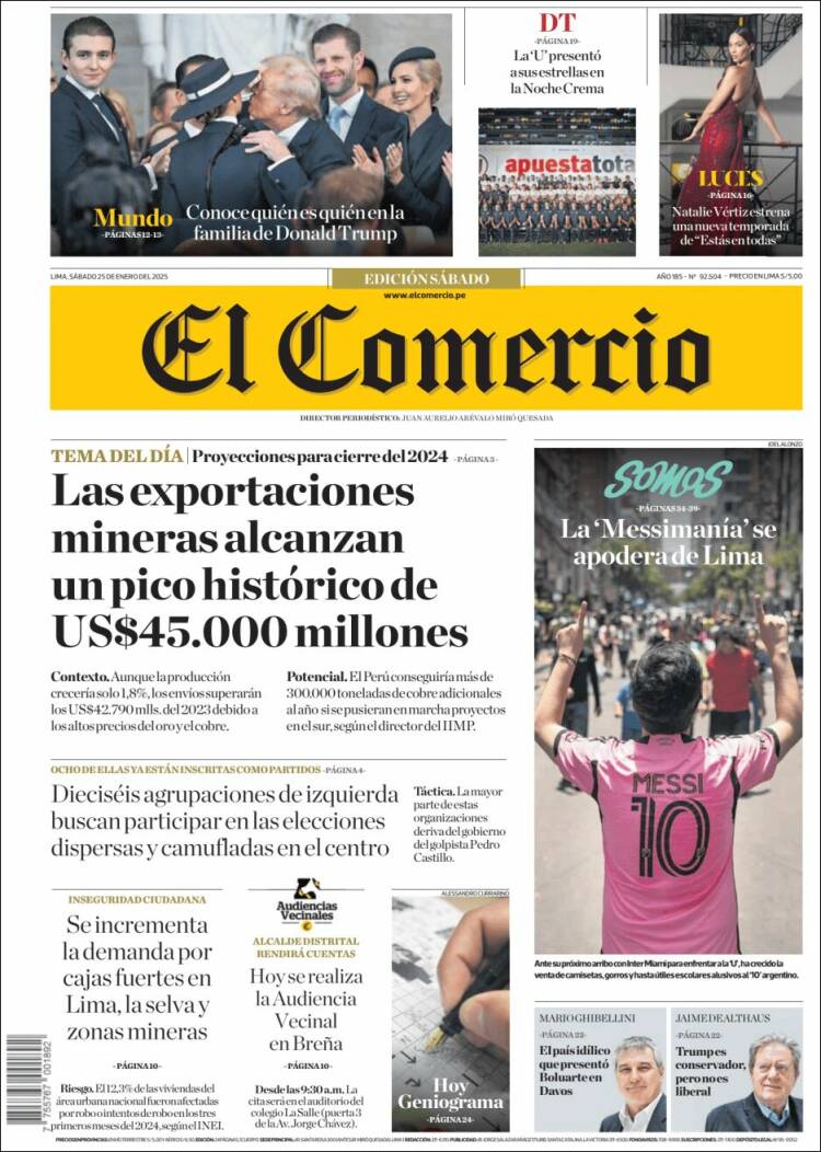 Portada de El Comercio (Perú)