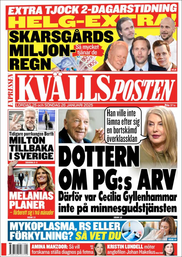 Portada de Kvällsposten (Suecia)