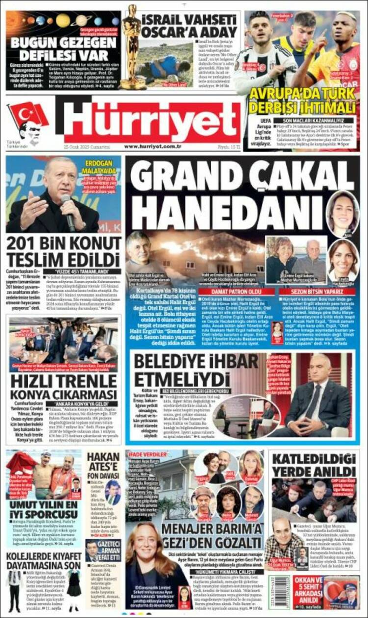 Portada de Hürriyet (Turqu&iacute;a)