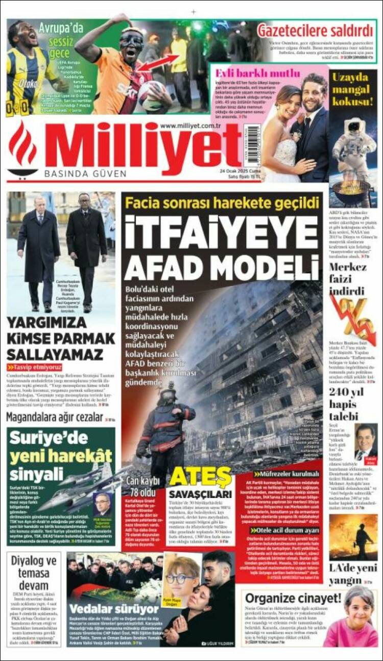 Portada de Milliyet (Turqu&iacute;a)