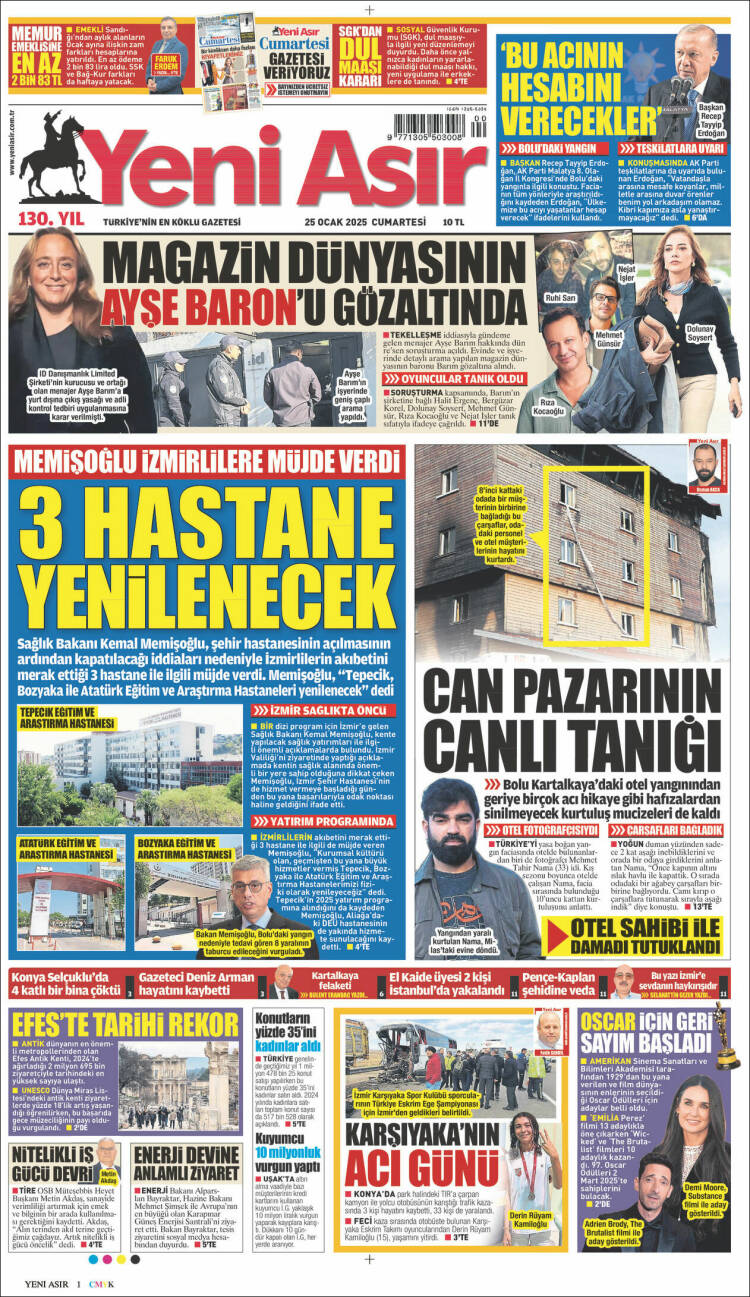 Portada de Yeni Asır (Turqu&iacute;a)