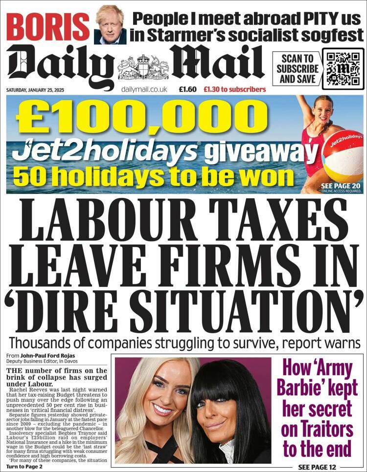 Portada de Daily Mail (Reino Unido)