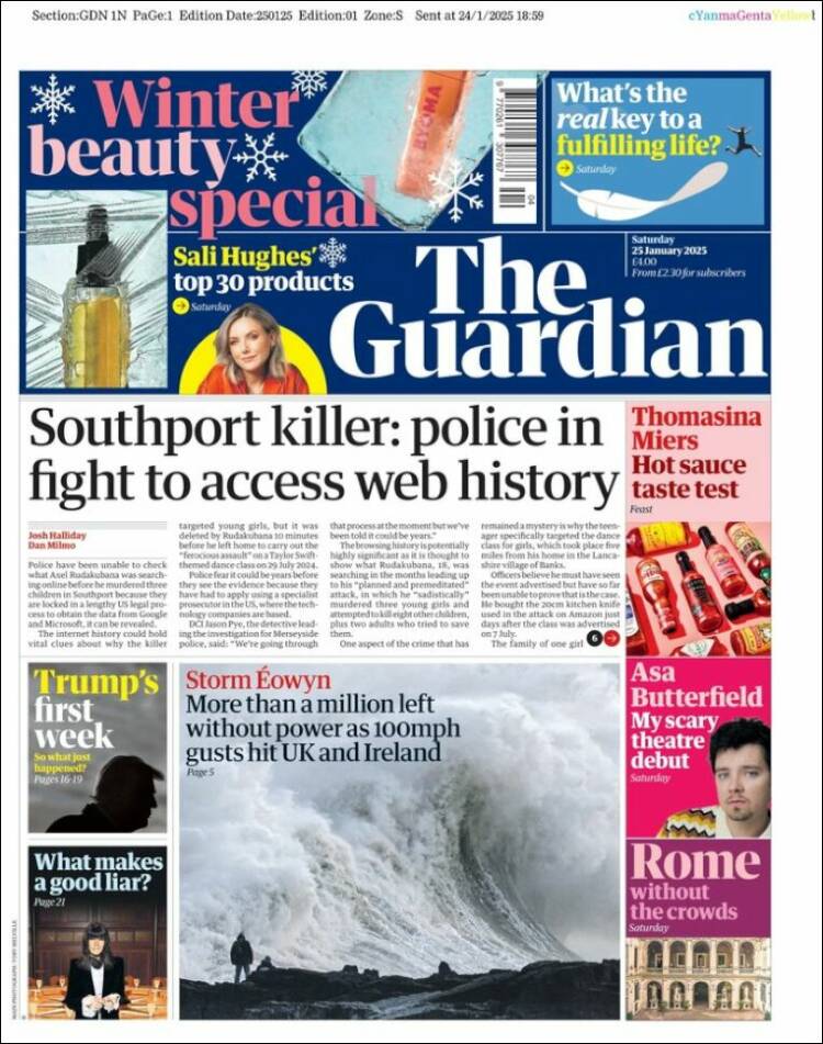 Portada de The Guardian (Reino Unido)