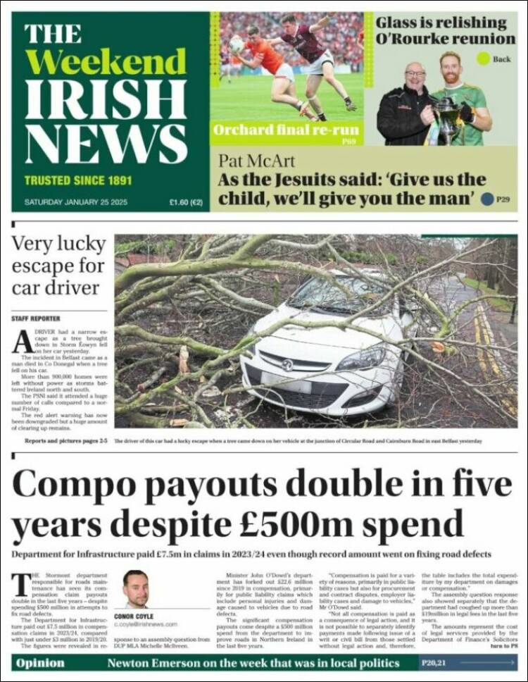 Portada de Irish News (Reino Unido)