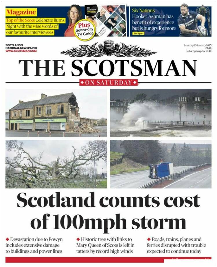 Portada de The Scotsman (Reino Unido)