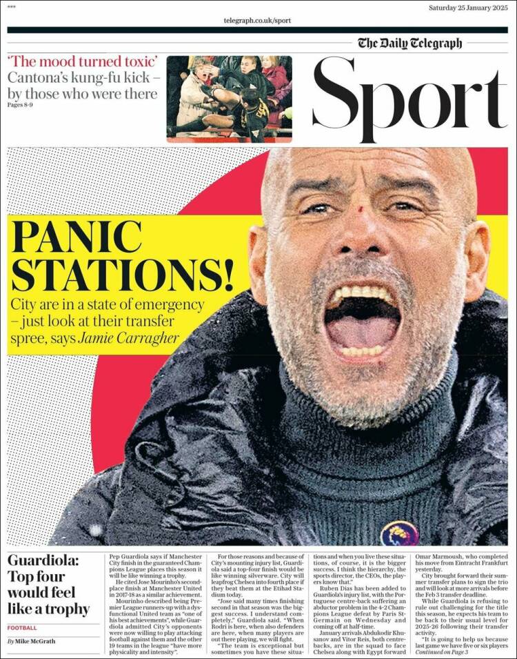 Portada de Telegraph Sport (Reino Unido)