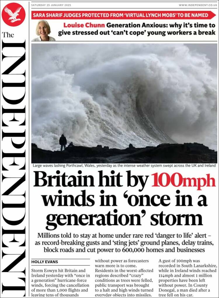 Portada de The Independent (Reino Unido)