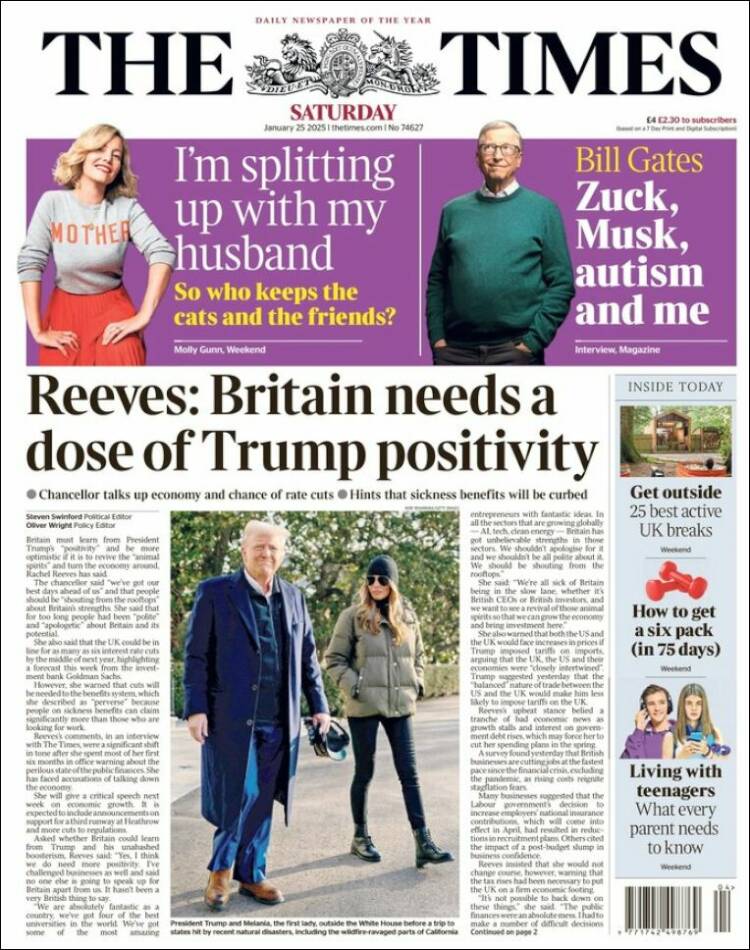 Portada de The Times (Reino Unido)
