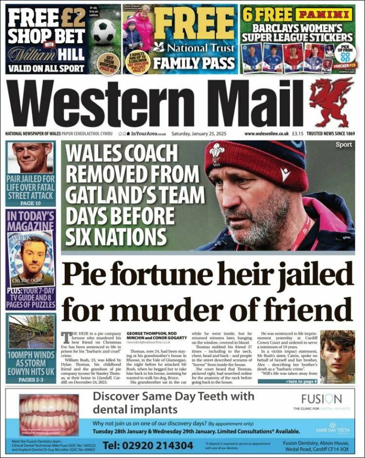 Portada de Western Mail (Reino Unido)