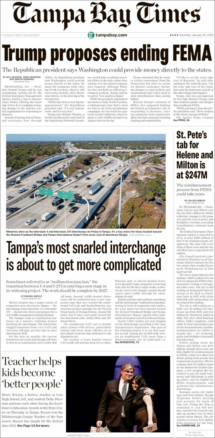 Portada de Tampa Bay Times (USA)