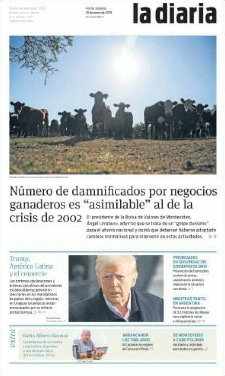 Portada de La Diaria (Uruguay)