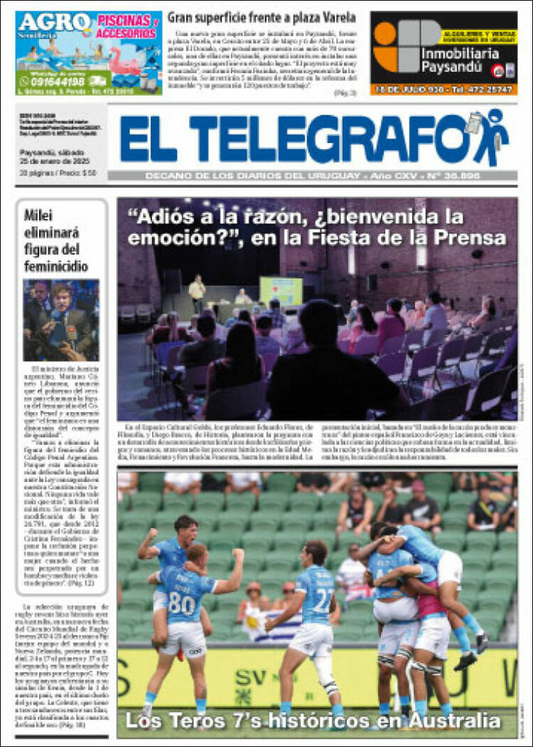 Portada de El Telégrafo (Uruguay)