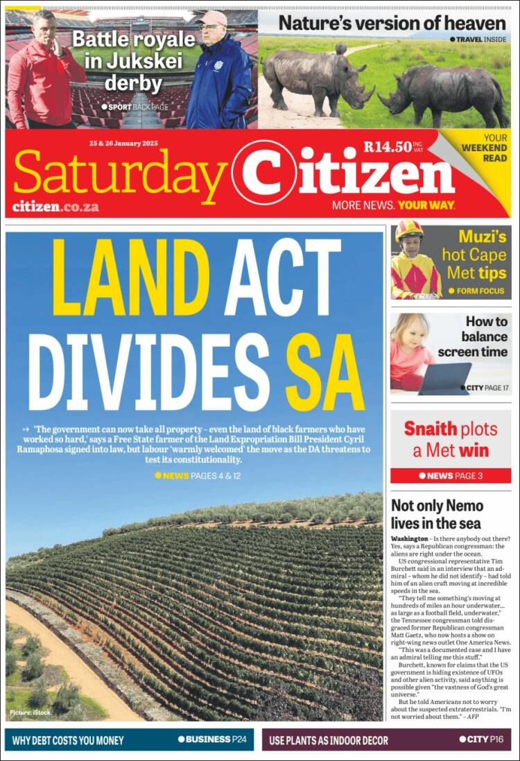 Portada de The Citizen (Sud&aacute;frica)