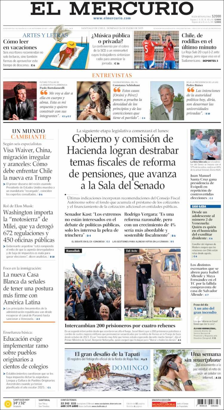 Portada de El Mercurio (Chile)