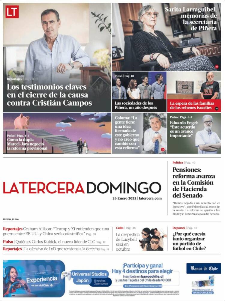 Portada de La Tercera (Chile)