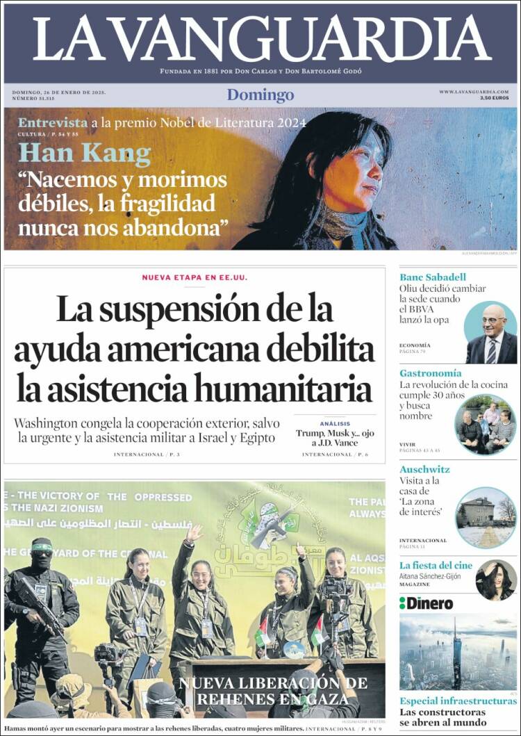 Portada de La Vanguardia (España)