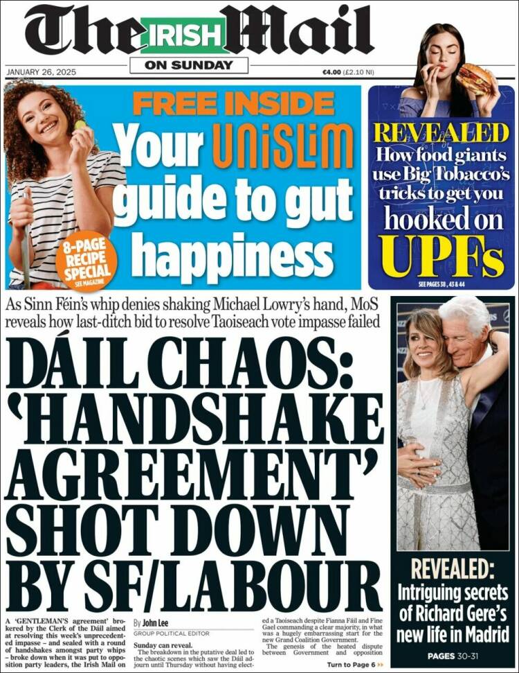 Portada de Irish Daily Mail (Irlanda)