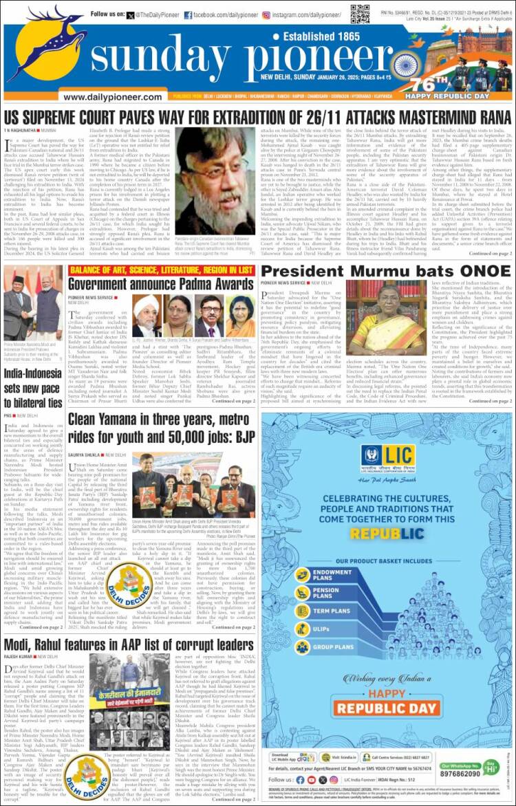 Portada de The Pioneer (India)