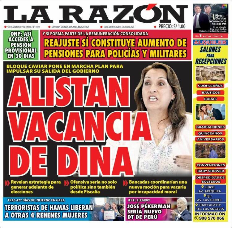 Portada de La Razón (Per&uacute;)