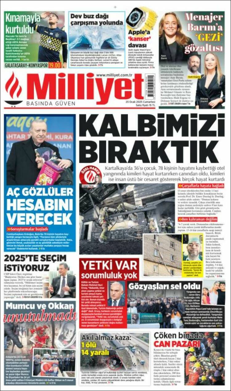 Portada de Milliyet (Turquía)