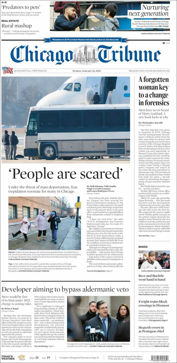 Portada de Chicago Tribune (USA)