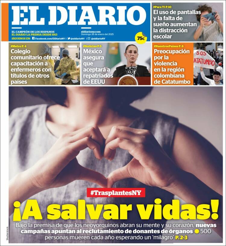 Portada de El Diario NY (USA)