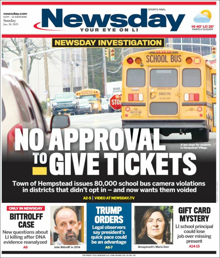 Portada de Newsday (USA)