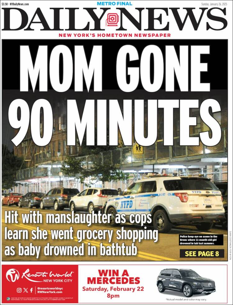 Portada de Daily News - New York (USA)