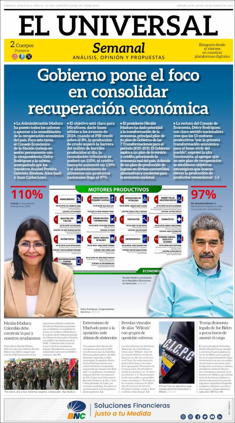 Portada de Universal (Venezuela)