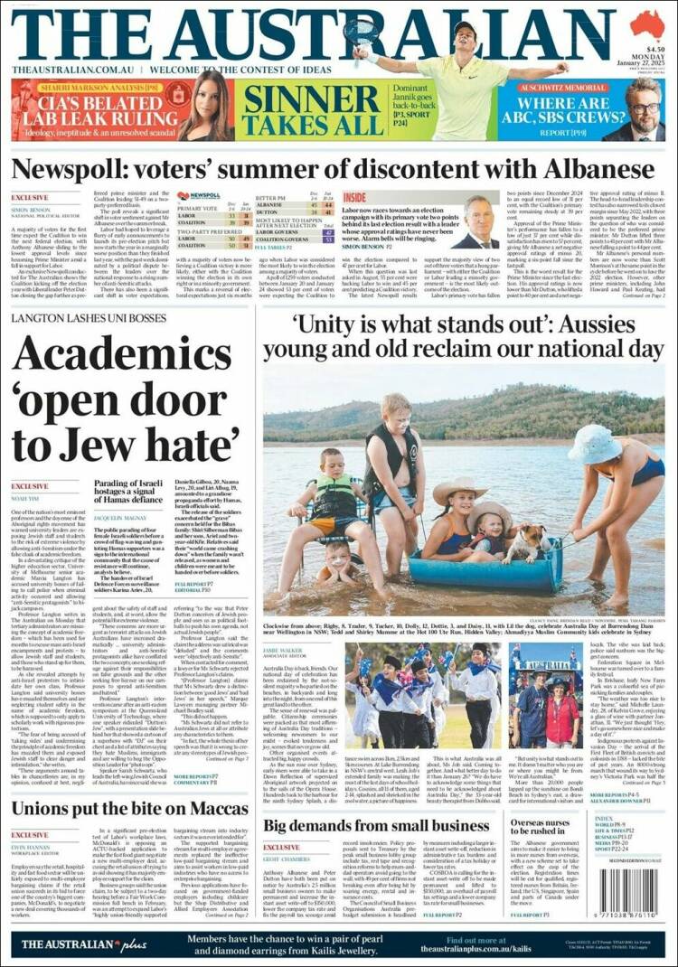 Portada de The Australian (Australia)