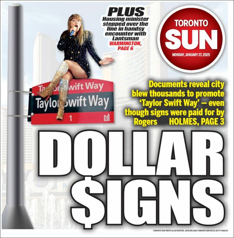 Portada de The Toronto Sun (Canadá)