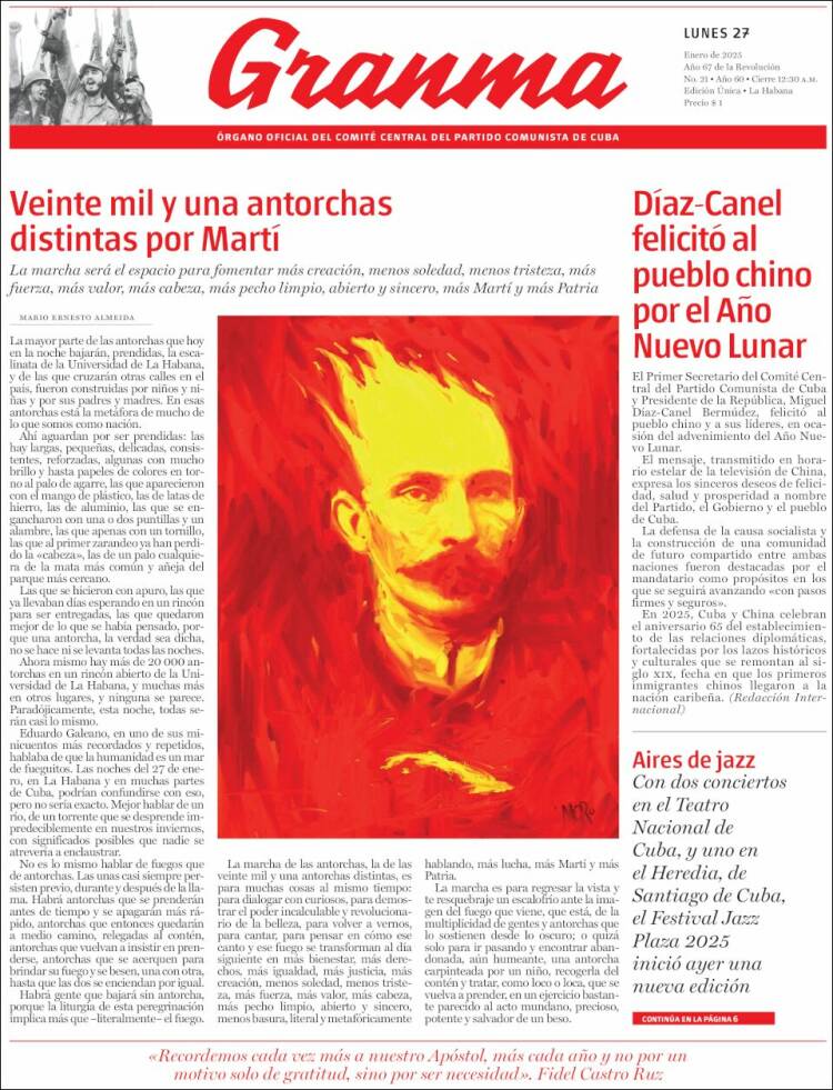 Portada de Granma (Cuba)