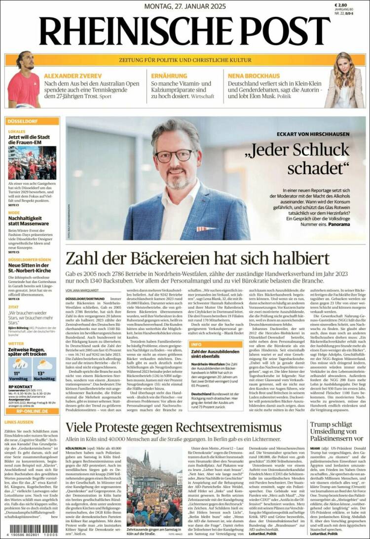 Portada de Rheinische Post (Alemania)