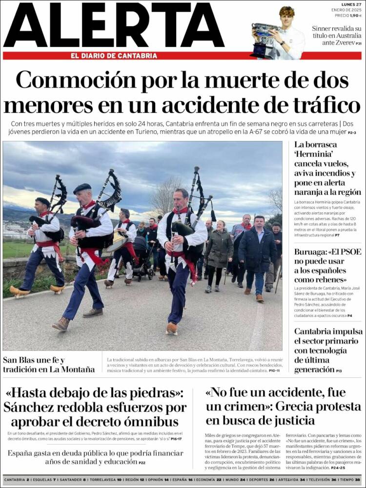 Portada de Alerta - El Diario de Cantabria (España)