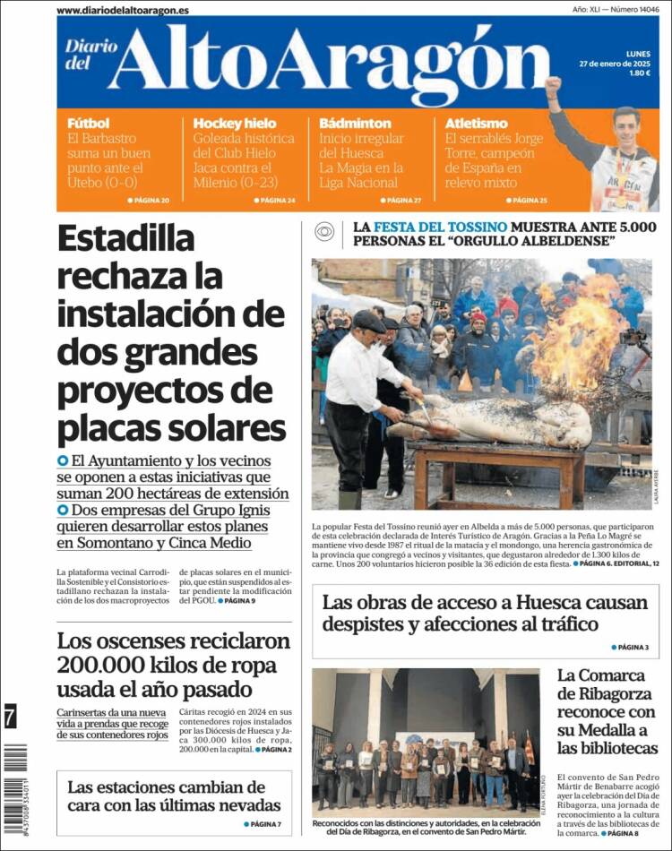 Portada de Diario del AltoAragón (España)