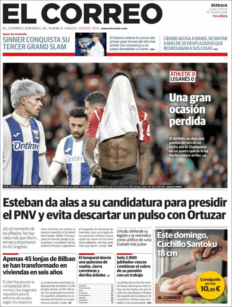 Portada de El Correo (España)