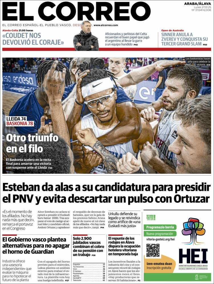 Portada de El Correo - Álava (España)