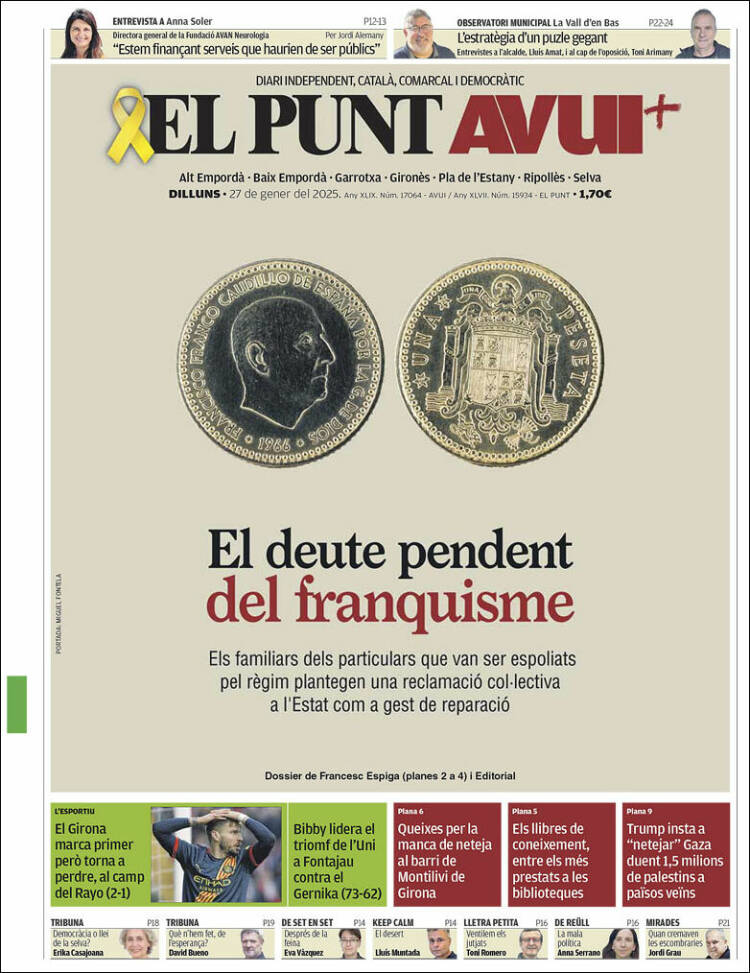 Portada de El Punt Avui - Girona (España)