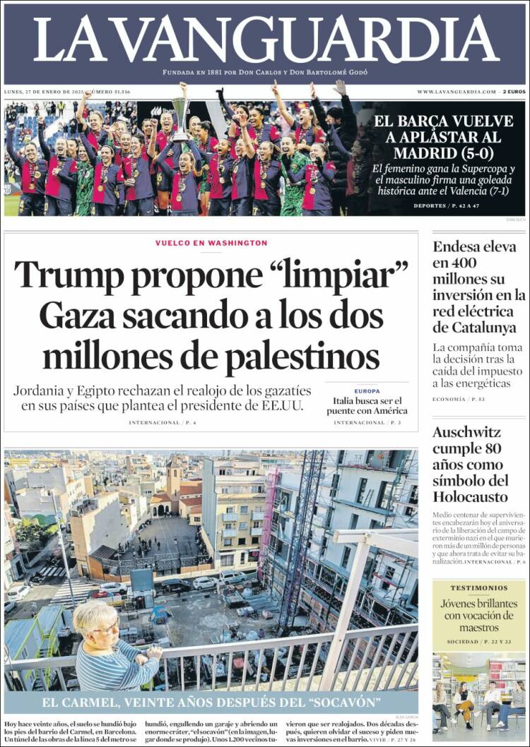 Portada de La Vanguardia (España)