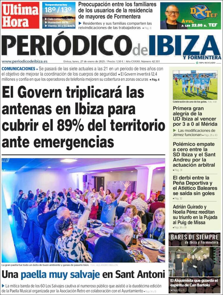 Portada de Periódico de Ibiza (España)