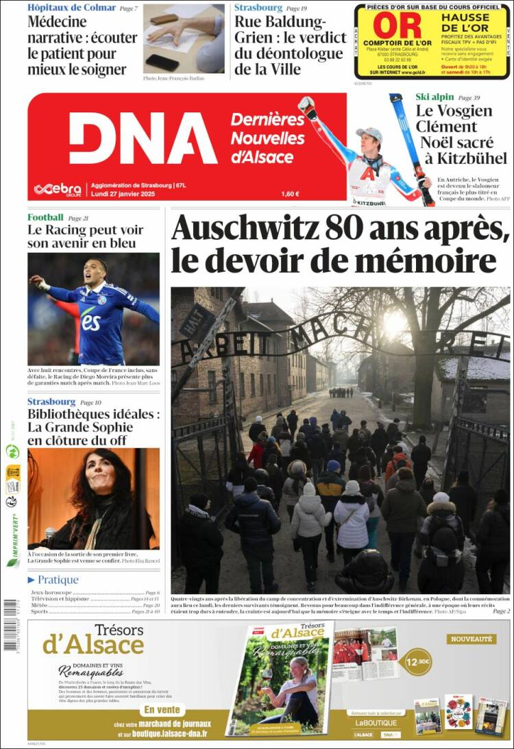 Portada de Les Dernières Nouvelles d'Alsace (Francia)