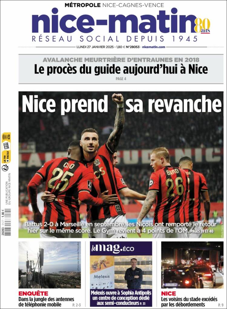 Portada de Nice-Matin (Francia)