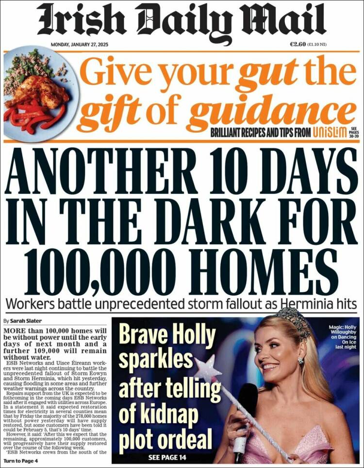 Portada de Irish Daily Mail (Irlanda)