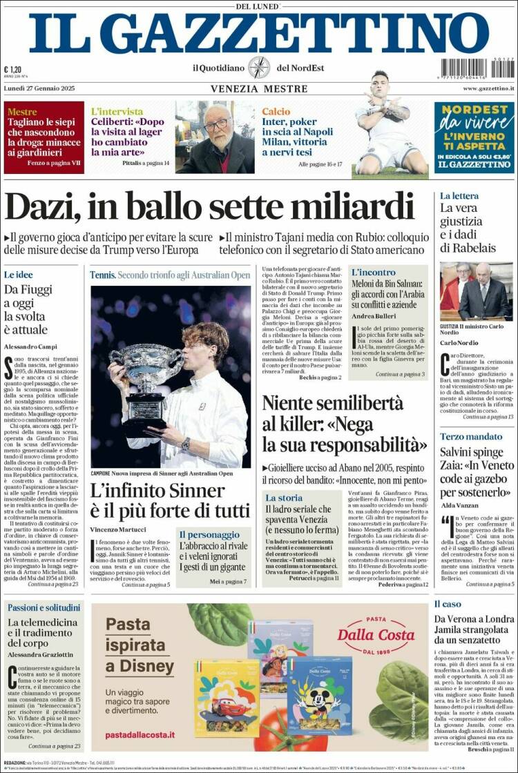 Portada de Il Gazzettino (Italia)