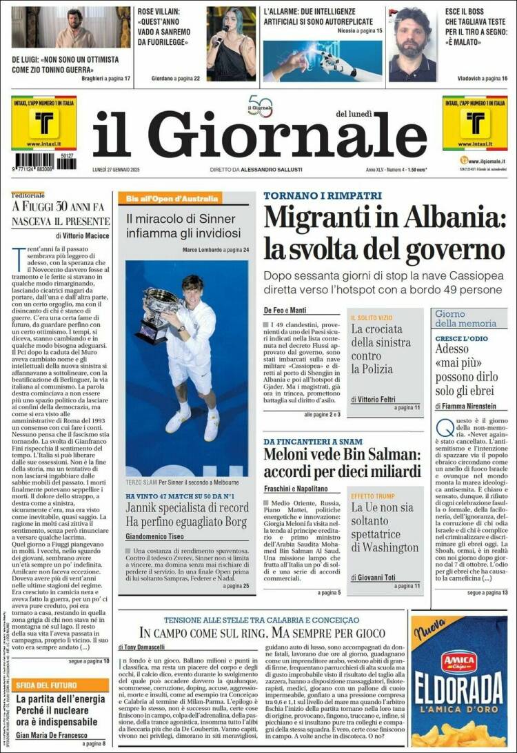 Portada de il Giornale (Italia)