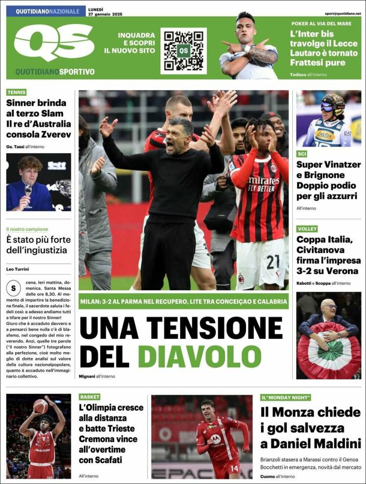 Portada de Quotidiano Sportivo (Italia)